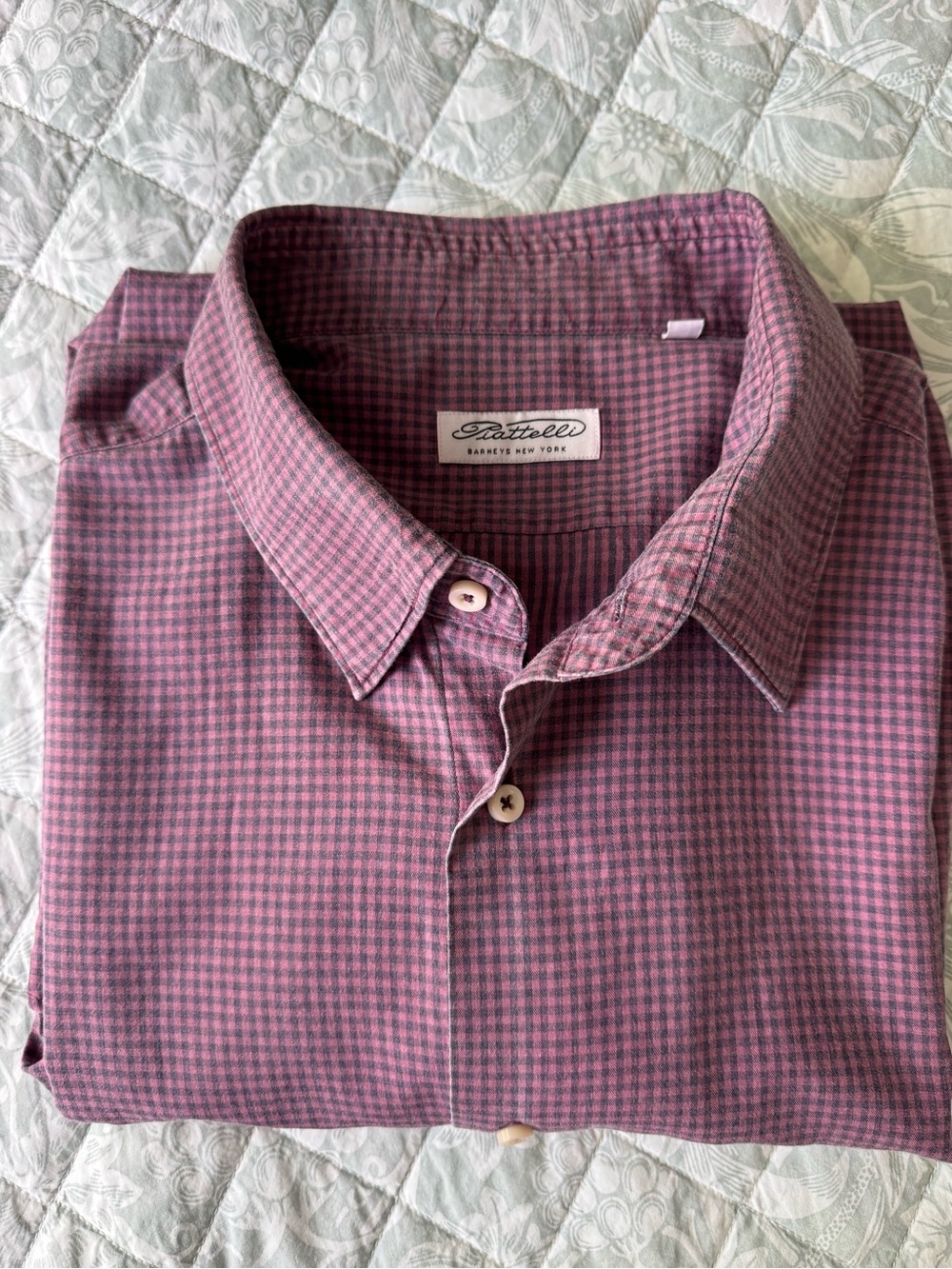 Barneys New York Piattelli Men's Button-Up Shirt in Mauve and Navy